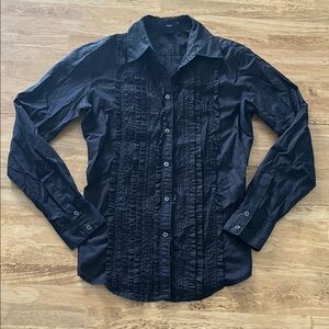 GAP Black Ruffled Button Down Top